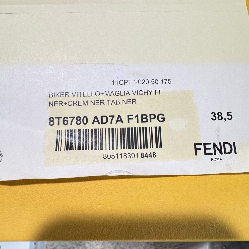 Fendi Rockoko Knit Leather Logo Biker Vitello Combat Boots Size 8.5 - Picture 11 of 12